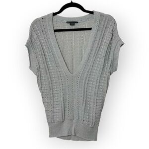Armani Exchange Grey & SIlver Deep V Sweater Top XS